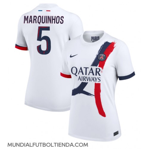 Camiseta Paris Saint-Germain Marquinhos #5 Segunda Equipación Replica 2024-25 para mujer mangas cortas